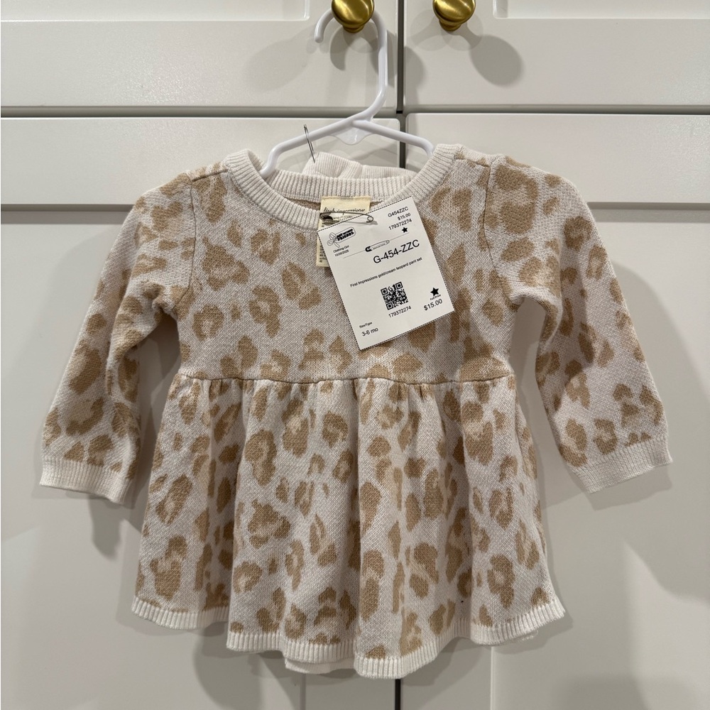 First Impressions Cream and Tan Leopard Print Set